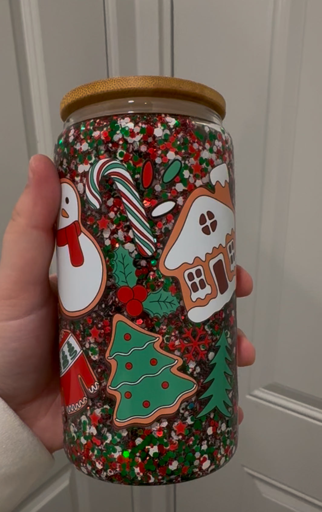 Christmas glass 16 oz premade