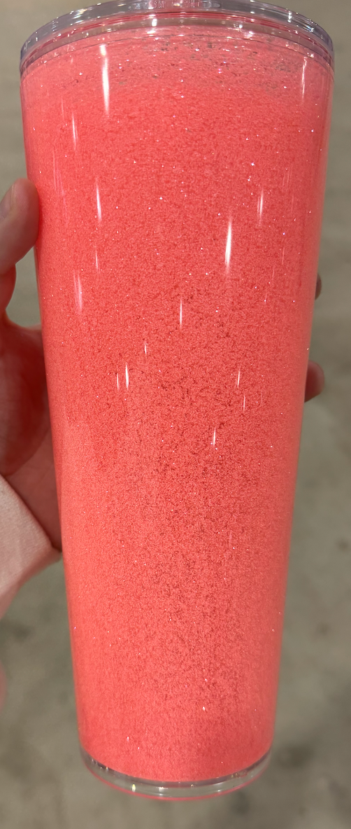 24 oz Pink Fine Glitter Tumbler